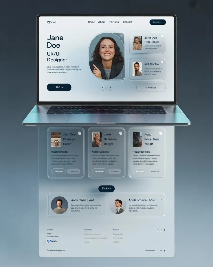 Diseño de página web presentado en laptop con interfaz profesional